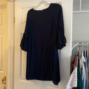 Zara Navy Blue Bell Sleeve Shift Dress